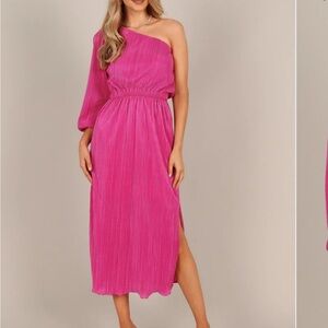 PONTEE ONE SHOULDER PLEATED MIDI DRESS - ORCHID